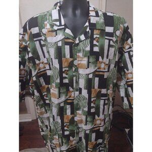 NWT New Stacy Adams Cotton Linen Geometric Short Sleeve Button Shirt 5XL